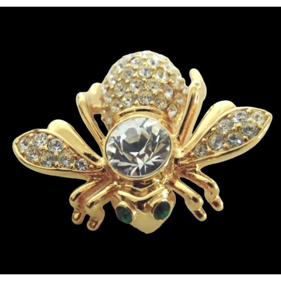 VTG Joan Rivers Pave Crystal Clear Sim Diamond BEE PIN Brooch APRIL BIRTHSTONE - Picture 2 of 5